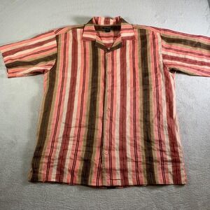 Godbody Collection Shirt Mens Large Multicolor Stripe Linen SS Button Front
